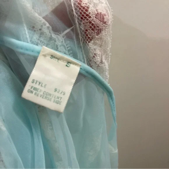 Vintage 60s short n Sweet 2 pc. Over Robe and bralette Rare sheer lace ties S/M